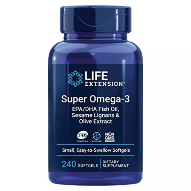 Life Extension Super Omega-3 EPA/DHA Fish Oil, Easy to Swallow 240 Softgels