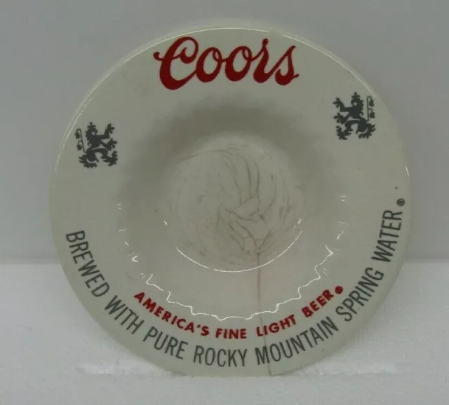 Vintage Coors America's Fine Light Beer Ceramic Ashtray 1970's