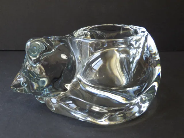 Art Glass Heavy Clear Glass Sleeping Cat Votive Candle Holder Paper Weight