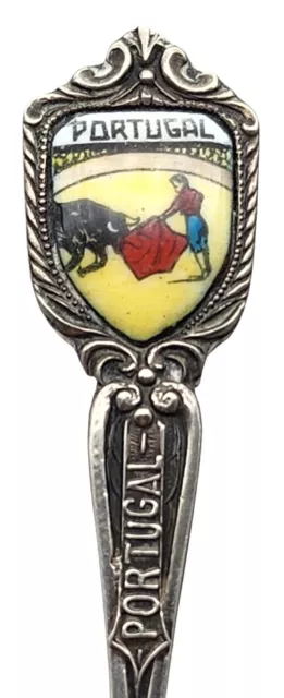 Vintage PORTUGAL Sterling Silver / Enamel BULLFIGHTER MATADOR Souvenir Spoon