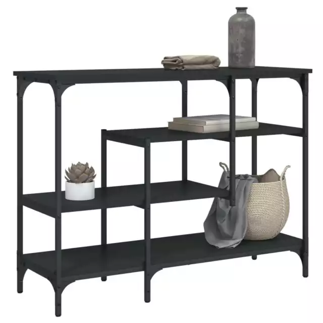 vidaXL Console Table with Shelves Black 100x35x75 cm