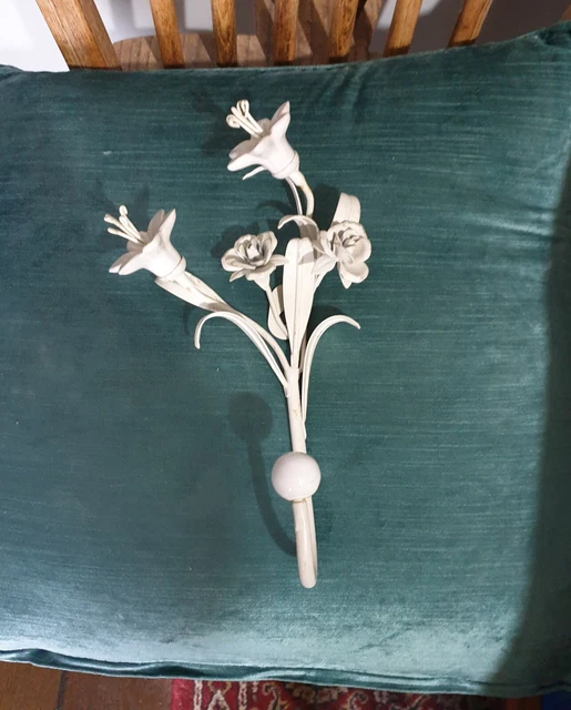 Vintage Toleware-style metal floral hook