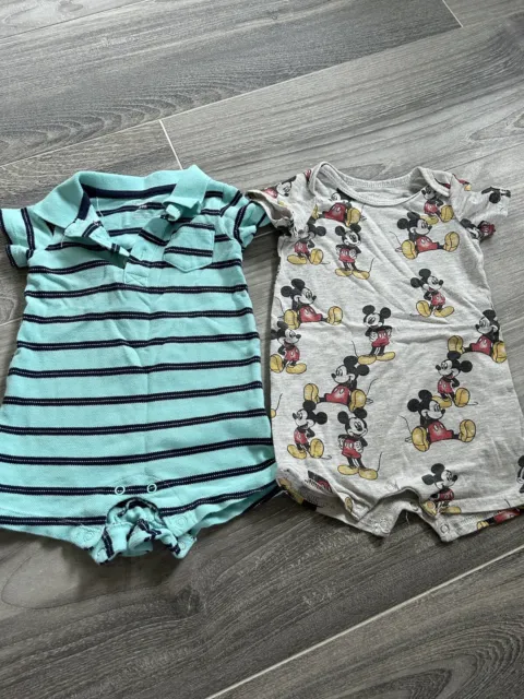 Infant boy lot of 2 rompers by Disney baby & Carters size 6/9 months