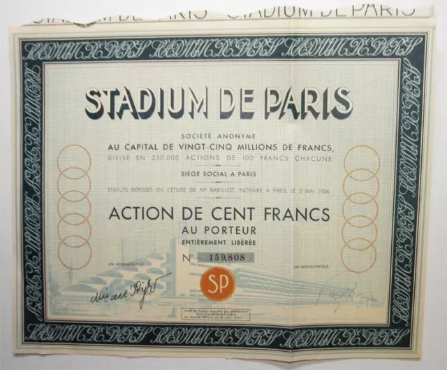 Action ancienne : SA Stadium de Paris ( 319 )