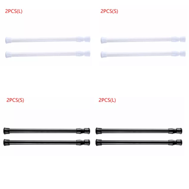 2Pcs Curtain Tension Rods Expandable Spring Loaded Curtain Pole for Bathroom