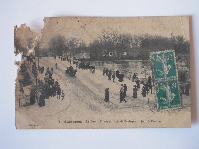 CPA - SURESNES (92) - Le Pont - Entrée du Bois de Boulogne un jour de courses