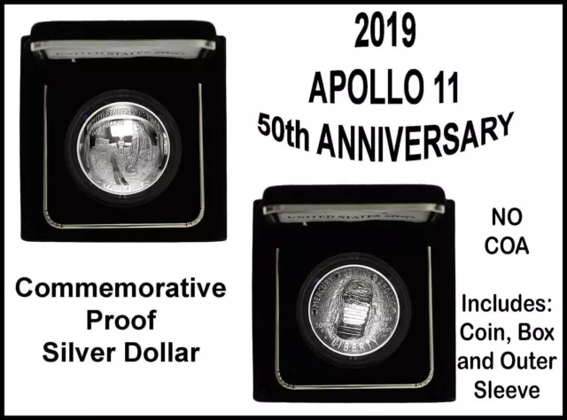 2019-P Apollo 11 Commemorative Proof .999 Silver Dollar 50th Anniversary No COA