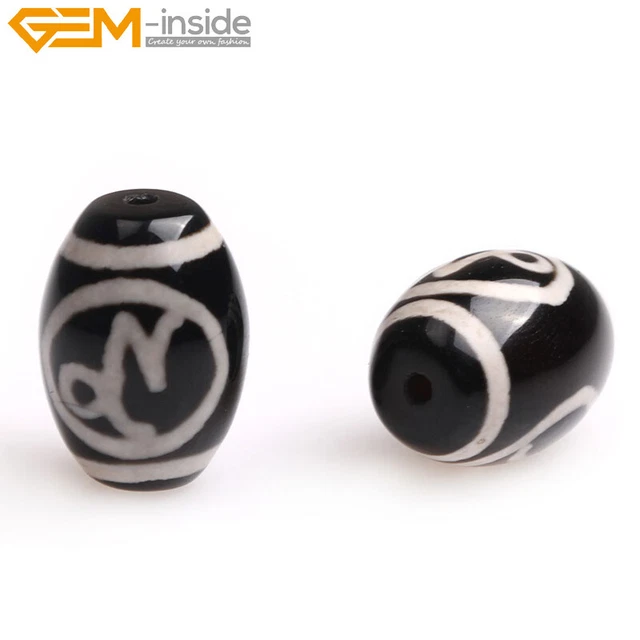 12 Constellation Bithday Black Agate 1 pcs Oval Beaded Jewelry Making Taurus Leo