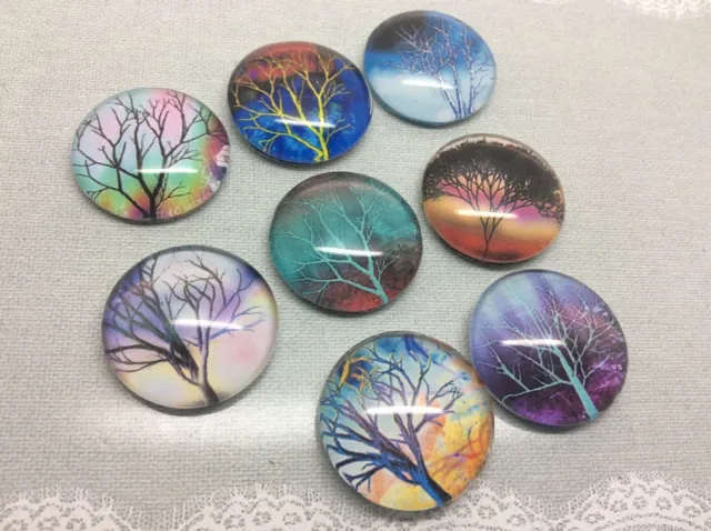 10 Spooky Bare Tree Cabochons 16-25mm Mixed Round Glass Picture Dome Flat Back