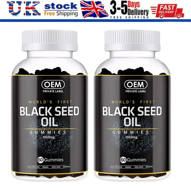 2PCS BLACK SEED oil Gummies 60 Tablets Preventing Hair Loss and