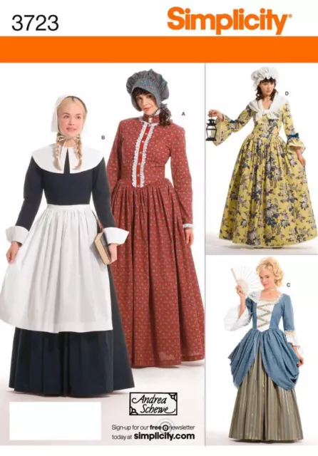 Simplicity SEWING PATTERN 3723 Misses Historical Costumes Inc Quaker,Pioneer