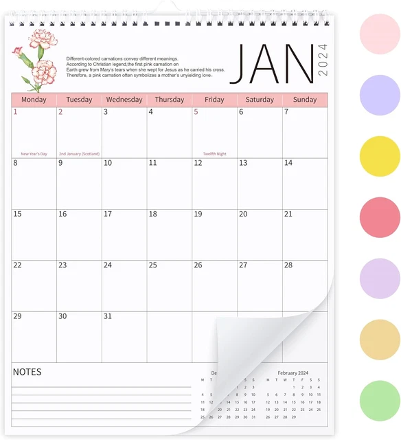 CALENDARIO 2024-2025 -18 mesi calendario da parete da gennaio 2024 a