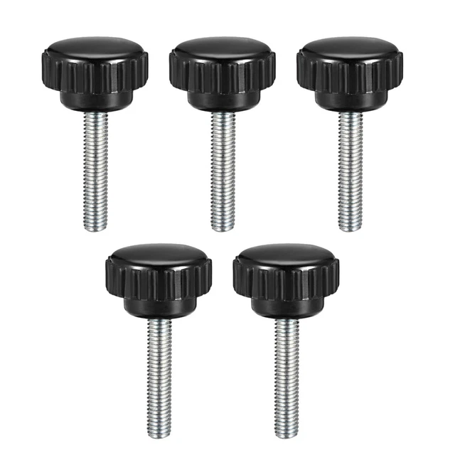 M5x25mm filetage mâle Élément serrage moleté Grip visser tête rond type 5pc