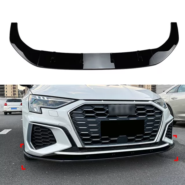 Pour AUDI S3 8Y ; A3 S-LINE Berline Noir Spoiler Lèvre Lame Jupe Pare-Choc Avant