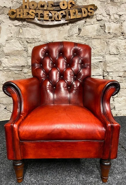 LAURA ASHLEY LANCASTER Red Leather Armchair 495.00 PicClick UK