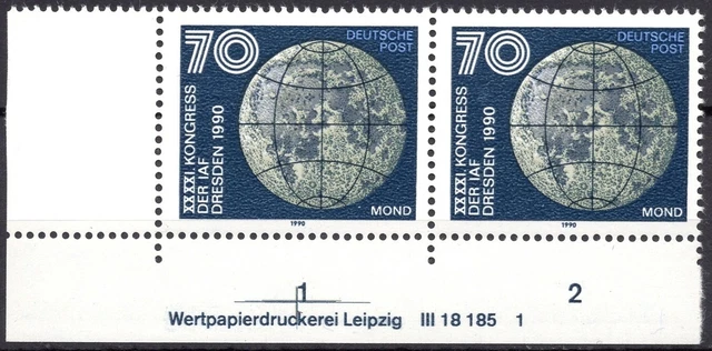 DDR 1990 Mi.Nr. 3362 ** postfrisch Eckrand mit DV Druckvermerk FN 1