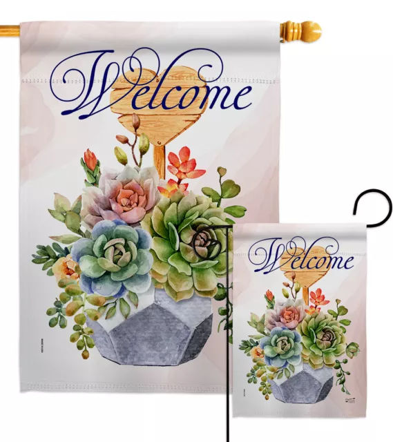 Welcome Succulent Garden Flag Expression Sweet Home Decorative Yard House Banner