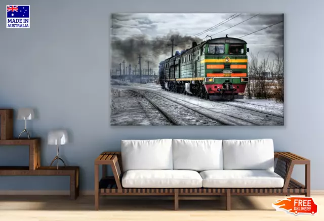 Train on snow Photograph Winter Wall Canvas Home Decor Australian Made Quality