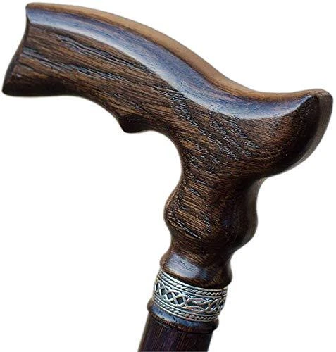 Hand Carved Ergonomic Wooden Walking Cane for Men 36 Inch (Pack of 1) #3 Walnut