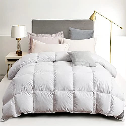 Ultra-Warm King Size Feather Down Comforter - 100% Organic Cotton Shell Heavy