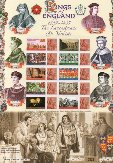 Business Smiler Sheet 2008 BC-132 Kings & Queens Of England 1399-1485 Mint MNH