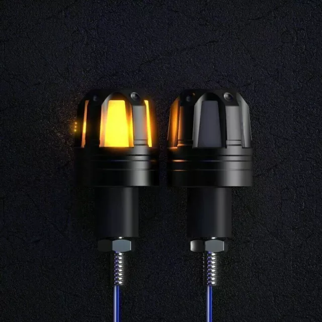 2x Motorrad gelb LED Lenkerenden Blinker für Chopper Custom Cafe Racer Bobb L1U0