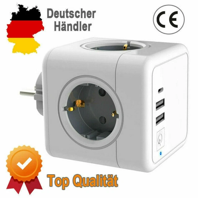 EU STECKDOSE STECKDOSENLEISTE USB Mehrfachstecker Mehrfach ...