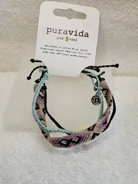 Pura Vida Bracelet Set - New With Tags- Alloy Woven Shell  String Surf Style ✨️