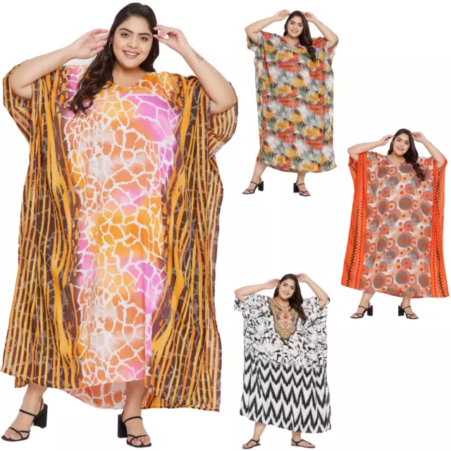 Gypsie Blu Woman Plus Size Kaftan Casual Maxi Dress Loose Caftan Long Beachwear