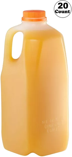 [ 20 Pack ] Empty Plastic Juice Bottles with Tamper Evident Caps 64 Oz. 3