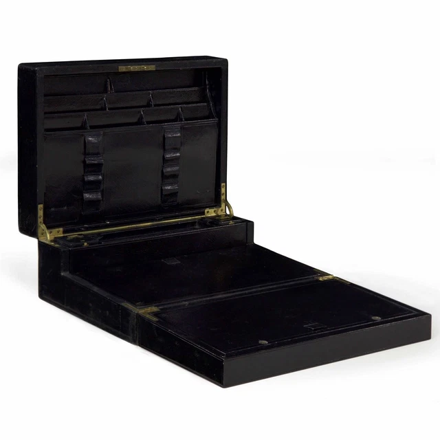 Fine Leather Bound Stationary Writing Box with Bramah London Lock, circa 1872