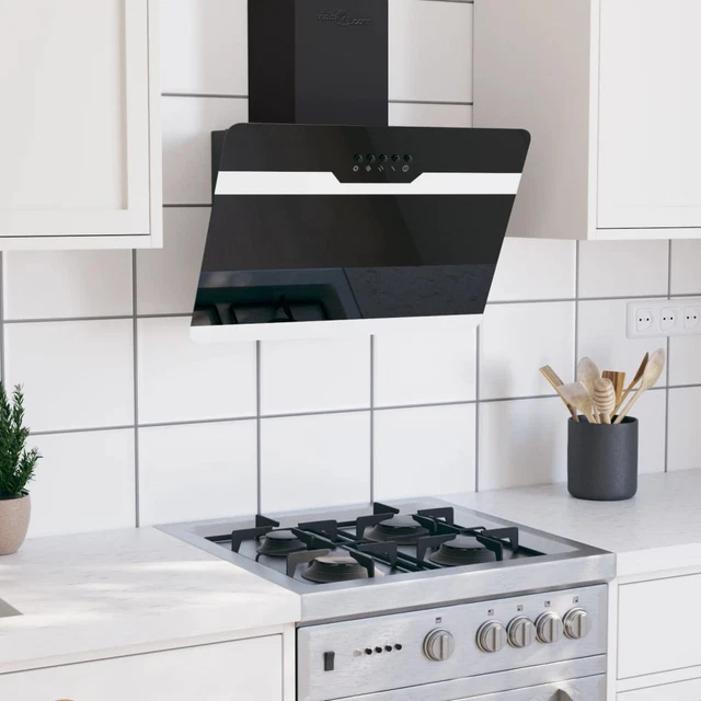 Hotte Murale Inclinée KKT Kolbe ECCO909SHCM 90cm, Acier/verre Noir, WiFi