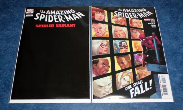 AMAZING SPIDER-MAN 26 A & SPOILER Gary Frank VARIANT set (2) DEATH MS MARVEL NM