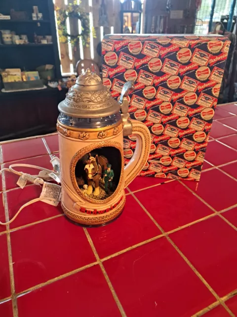 Budweiser Clydesdale Stein Nightlite~ Includes Bulb & Original Box~ Vintage 1998