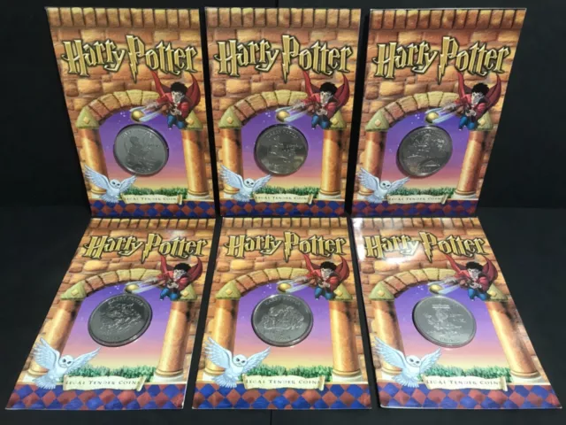 Harry Potter ISLE OF MAN Pobjoy Mint 1 CROWN COINS SET 2001 Philosophers Stone