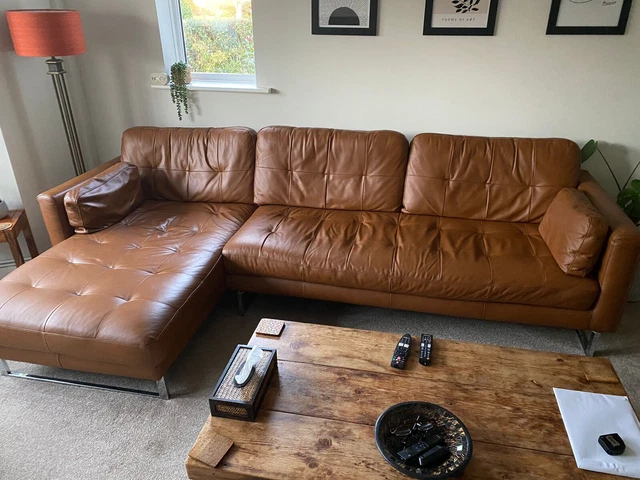Dwell leather sofa deals