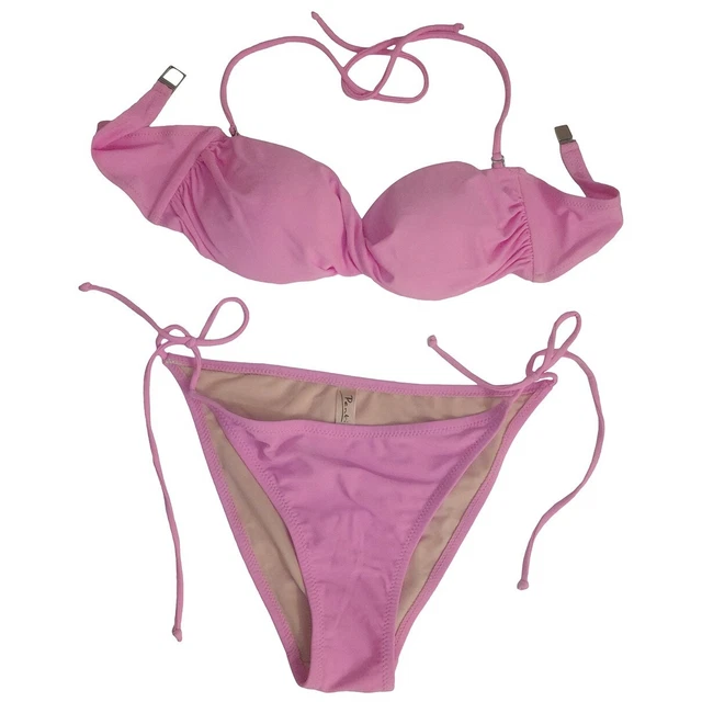Maillot de bain new solid bikini femme deux-pièces maillot de bain avec soutien- triangle Rouge