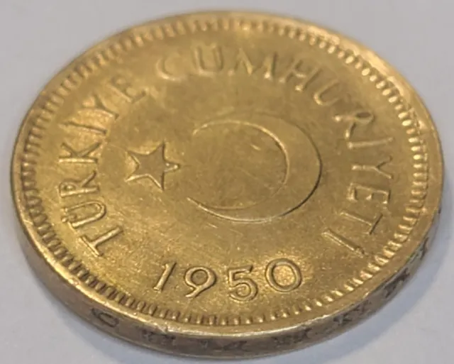1950 Turkey 5 Kurus Coin (BRILLIANT COIN LIGHTLY CIRCULATED) KM#887 US SELLER