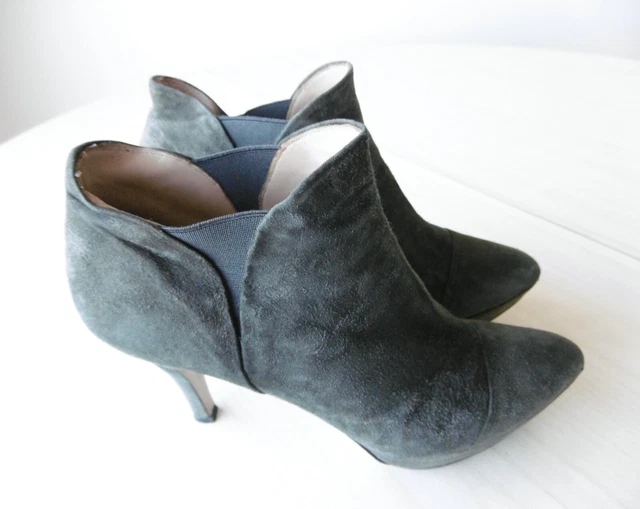 Bottines Low Boots à Talon Compensé Daim Gris 37 PURA LOPEZ