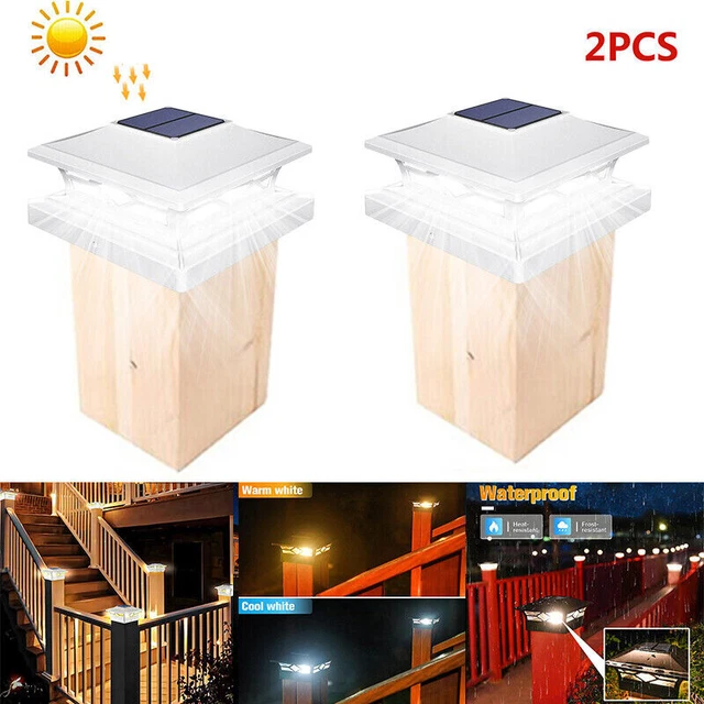 2 Pack Solar Post Cap Lights For 4x4 6x6 Outdoor Waterproof LED Deck Fence Light