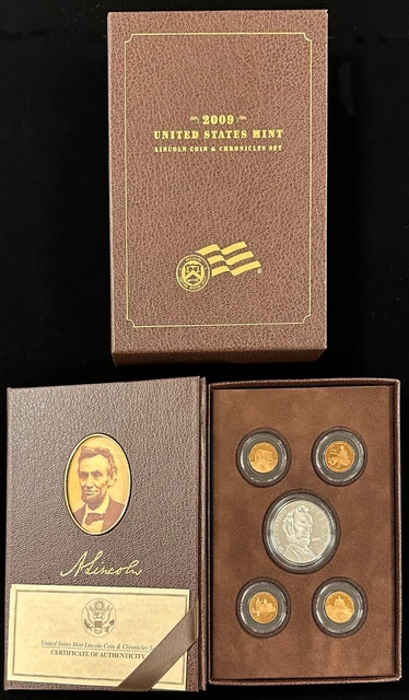 2009 Lincoln Coin & Chronicles Set, Five Coins, US Mint OGP AND COA