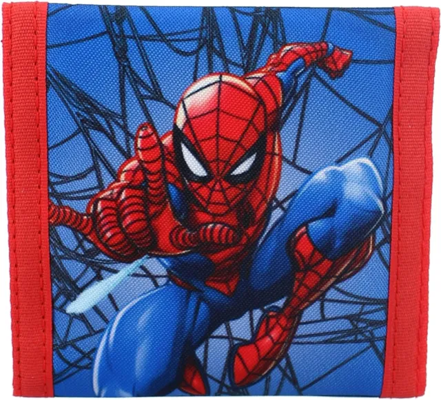 Spiderman Tangled Web Blue Canvas Tri Fold Wallet