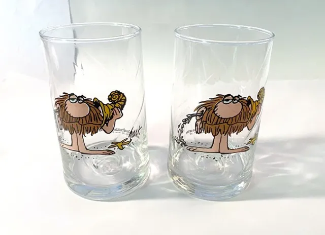 Arby's 1981 BC Ice Age Collector Series Grog Caveman Glass set
