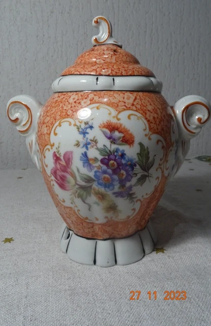Porzellan Rauchverzehrer Vase Blumenmotiv EHZ ohne Elektrik / K40