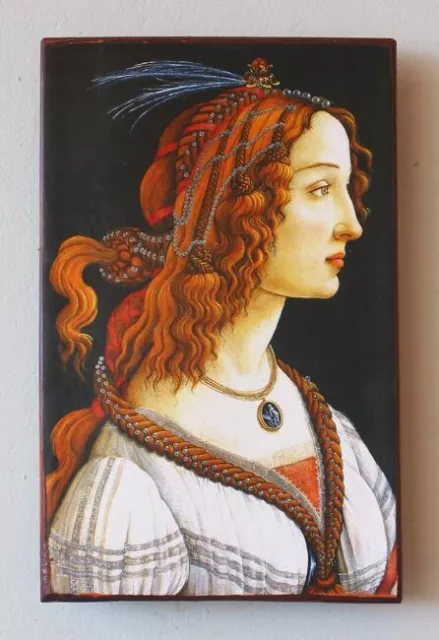 Sandro Botticelli Idealbildnis Frau Unikat auf über 100 Jahre altem Ziegel 9