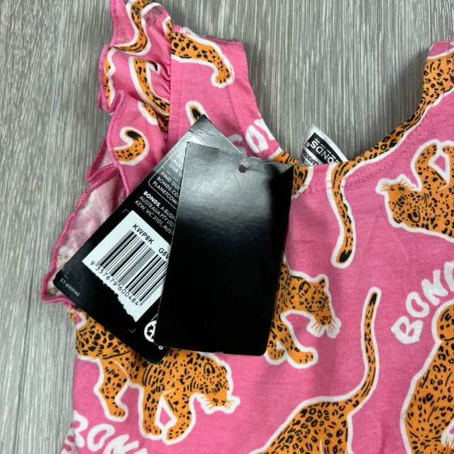 Bonds Hipster Frill Pink Cheetah Dress Size 18-24 Months (New with Grubby Marks) 3