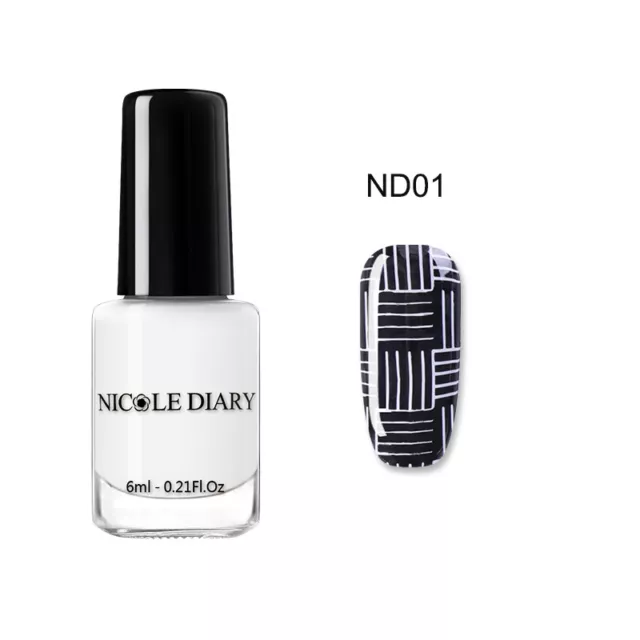 NICOLE DIARY White Stamping Nail Polish  Tips Nail Art DIY Design