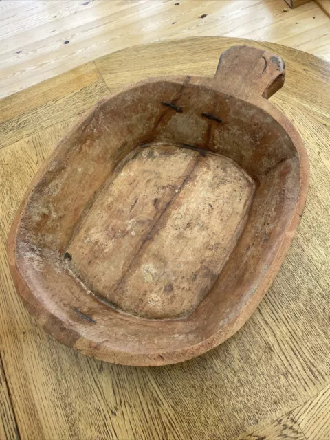 Huge Antique Dough Bowl. Hand Turned Wooden Bowl. 22inch