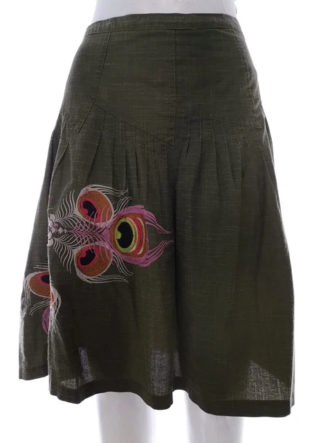 Jupe Marks & Spencer – Vert Kaki, Longueur Genou, Taille 12 – A-line Avec Poches – Occasion