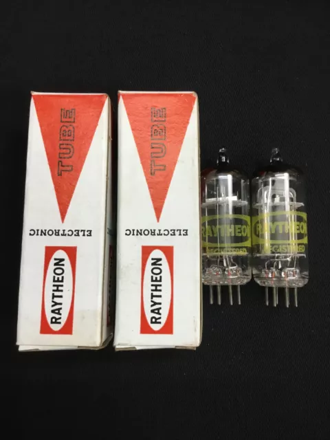 NOS MATCHED PAIR RAYTHEON 12AV6 Audio Amplifier VACUUM TUBES Tested USA 4.2120-D